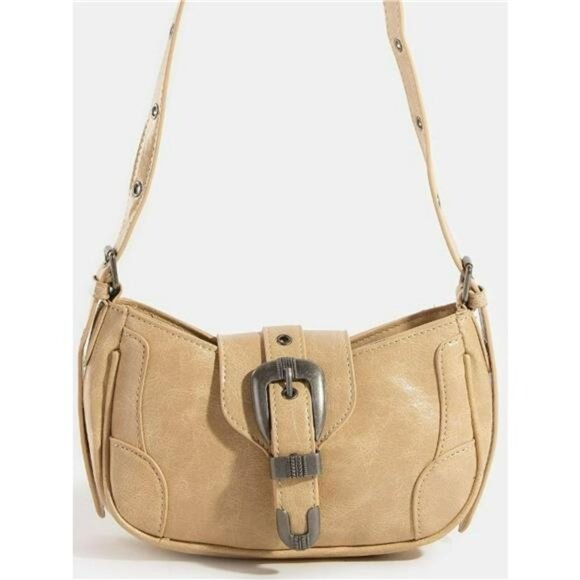 Fame Western Buckle Accent Multi Panel Shoulder Bag - Picture 2 of 3
